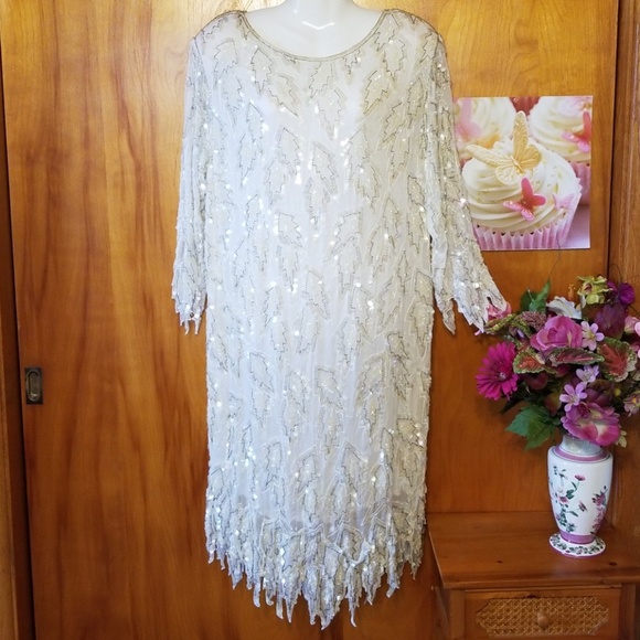 Carina Dresses & Skirts - Vintage Carina Sequin Dress,Off White,2X